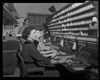 Telephone operators at answering service, Los Angeles, 1950