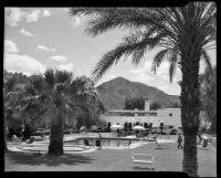 La Quinta Hotel, view of swimming pool lawn, Indio, circa 1940