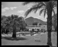 La Quinta Hotel, view of swimming pool lawn, Indio, circa 1940