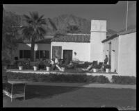 Guests enjoy the patio at La Quinta Hotel , Indio, circa 1940
