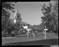 Guests playing croquet on El Mirador Hotel lawns, Palm Springs, 1941