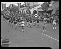 Marching band in the Desert Circus Parade, Palm Springs, 1946