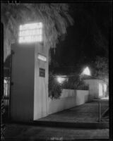 Entrance to the Desert Inn, Palm Springs, circa 1936-1937