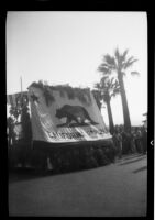 Float featuring the California flag in the Old Spanish Days Fiesta parade, Santa Barbara, 1937