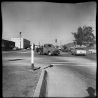 Street scene along San Vicente Boulevard, Los Angeles, 1962