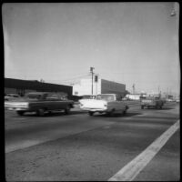 Street scene along San Vicente Boulevard, Los Angeles, 1962