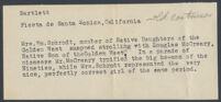 Typewritten caption describing a photograph featuring Mrs. William (Inez) Schrodt and Douglas McCreary, Santa Monica, 1931