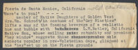 Typewritten caption describing a photograph featuring Mrs. Wm (Inez) Schrodt and L.W. Betler, Santa Monica, 1931