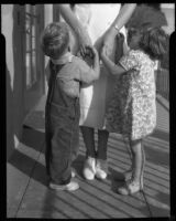 Boy and girl with a nurse at the Children's Home Society, Los Angeles, 1935-1960