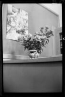 Vase of flowers and student painting at Santa Monica High School, Santa Monica, 1937-1939