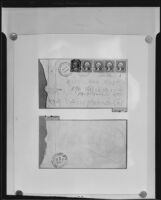 Handwritten envelope from extortionist to Mae West, 1935