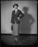 Model Phyllis Allen in business suit, Times Fashion Show, Los Angeles, 1936