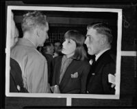 Greta Garbo on the liner Kungsholm with reporters, New York, 1938