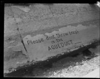 Los Angeles aqueduct, section with sign, 1924