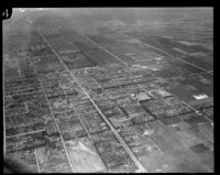 Aerial view of streets and fields, Los Angeles, [1930s?]