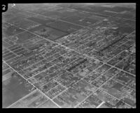 Aerial view of streets and fields, Los Angeles, [1930s?]
