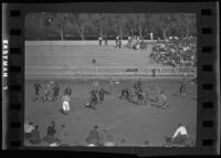 Football game, Occidental College vs. Pomona College, Eagle Rock, 1936
