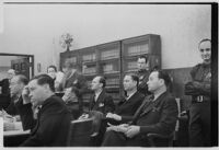 Bombing defendants Fred A. Browne, Earle E. Kynette, and Roy J. Allen in court, Los Angeles, 1938