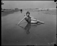 Woman on beach, Long Beach, [1930s]