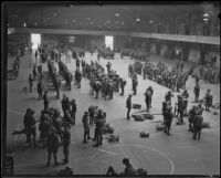 California National Guard members inside Exposition Park Armory, Los Angeles