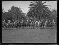 Santa Barbara Fiesta, horseback riders in Spanish-style dress, Santa Barbara, 1927