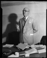 Los Angeles County supervisor Harry M. Baine speaking, Los Angeles, 1932