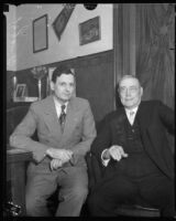 Logan Billingsley, brother of murder suspect Fred Erwing, and attorney Bernard Douras, 1932