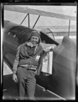 Sixteen-year-old Robert N. Buck sets new flying record, Los Angeles, 1930