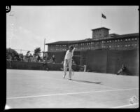 Neil Brown playing tennis, Los Angeles, ca. 1927