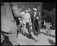 Marie Byrd walks through the railroad yard, Los Angeles, 1928