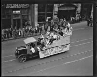 "Steps to Better Manhood" truck in the Loyalty Day Parade inaugurating Boys' Week, Los Angeles, 1926