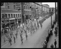 Color guard in the Loyalty Day Parade inaugurating Boys' Week, Los Angeles, 1926