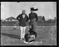 Leo Calland with his coach, Gus Henderson, at USC, Los Angeles, 1922