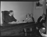 Adolfo Carsi, who murdered his wife, at the coroner's jury, Los Angeles, 1935