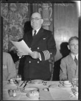 Capt. Richard E. Cassidy addresses attendants at a Navy Day luncheon, Los Angeles, 1934