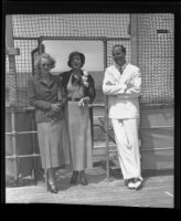Virginia Cherrill, Mona Maris, and Alfredo Carpegna on board the Lurline in San Pedro Harbor, Los Angeles, 1933