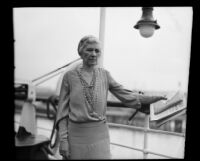 Mary Sinclair Crawford, USC Dean of Women, on SS Resolute, Los Angeles, 1932