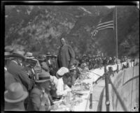 Luncheon atop Big Tujunga Dam, Angeles National Forest, 1931