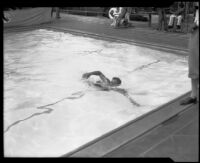 Austin Clapp, Olympic medalist, at the Ambassador Hotel Plunge event, Los Angeles, 1928