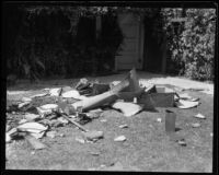 Debris from explosion at Japanese Consul’s Hollywood home, Los Angeles, 1925