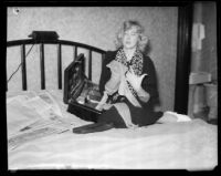 Helen Lee Worthing sits in gesture, California, 1933