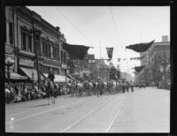 First locomotive at the Transportation Day parade for La Fiesta de Los Angeles celebration, Los Angeles, 1931