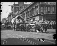 Prairie Schooner at Transportation Day parade for La Fiesta de Los Angeles, 1931