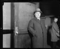 Governor Friend Richardson at the doorway of a Grand Jury room, Los Angeles, 1923-1927