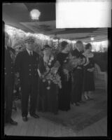 Vice-Admiral and Mrs. Thomas T. Craven receiving guests at a tea, Long Beach, 1934
