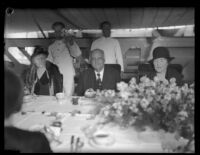 Vice-President Charles Curtis at a banquet on board a military ship, Los Angeles (?), 1932