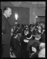 Reception audience for Vice-President Charles Curtis and his sister Dolly Gann, Los Angeles, 1932