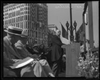 Vice-President Charles Curtis at the dedication ceremony for the State Building in the new Civic Center, Los Angeles, 1932