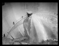 Water release from the Santa Anita Dam, Sierra Madre, 1930s
