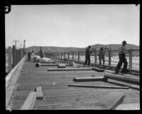 Bridge under construction after the flood following the failure of the Saint Francis Dam, Santa Clara River Valley (Calif.), 1928